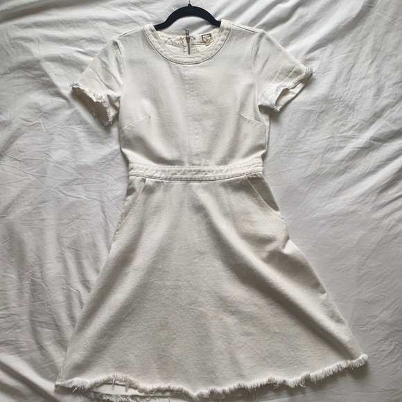 vintage off-white denim dress - Picture 1 of 3